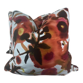 Thibaut "Open Spaces" in Aqua/Coral 22" Pillows-A Pair For Sale