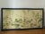 Japanese Byobu four-screen panel of intricately painted flora and fauna scene, including brilliant red-pink lotus and...