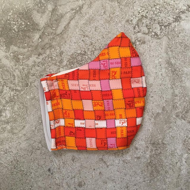 Hermès Hermes Vintage Handmade Bolduc Au Carre Silk Scarf Face Mask For Sale - Image 4 of 7