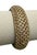 This vintage hinged bangle features a basketweave design and a secure clasp. Gold-tone with cream original patina.