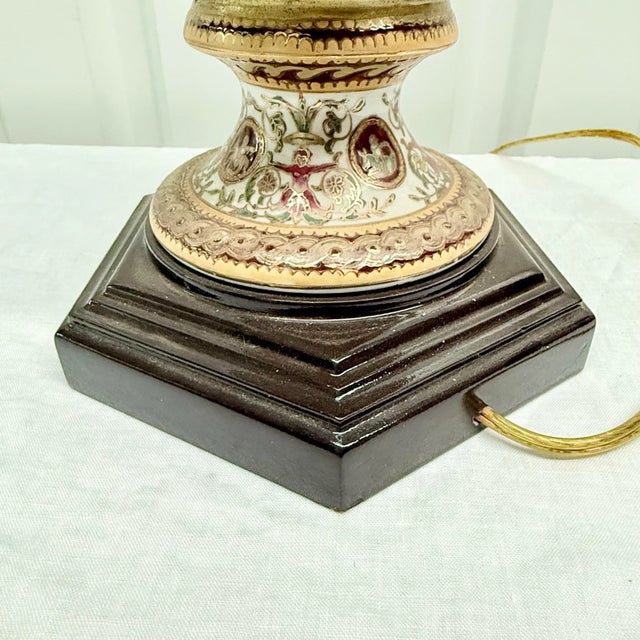 Vintage Oriental Accents Table Lamp - Hand-Painted Porcelain Design For Sale - Image 11 of 12