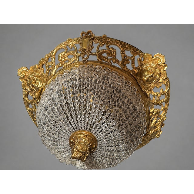 Baroque 1970s Baroque Gold Bronze Crystal Chandelier Ceiling Lamp For Sale - Image 3 of 15
