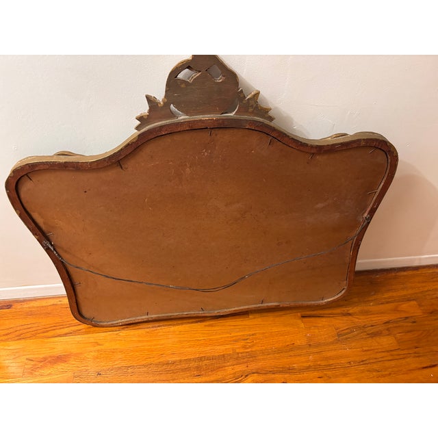 Vintage Authentic 1950s Mid Century Mirror Gold Leaf Mirror For Sale - Image 4 of 4