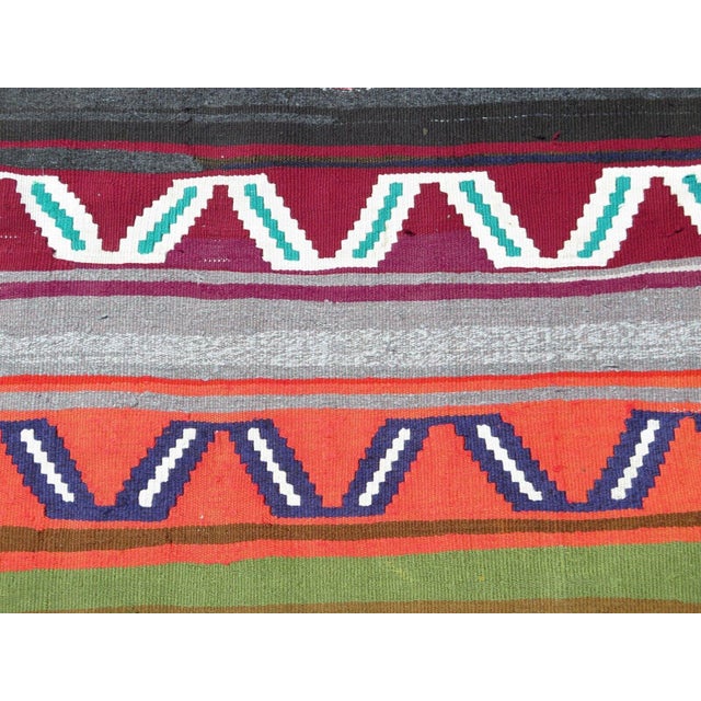 Textile Handmade Area Vintage Turkish Kilim Rug Boho 67"x85" For Sale - Image 7 of 12