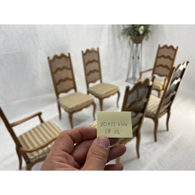 Set 6 Country French Tall Ladder Cane Back Pegged Frames New Upholstery Dining Chairs MINT! Solid rock sturdy set of...