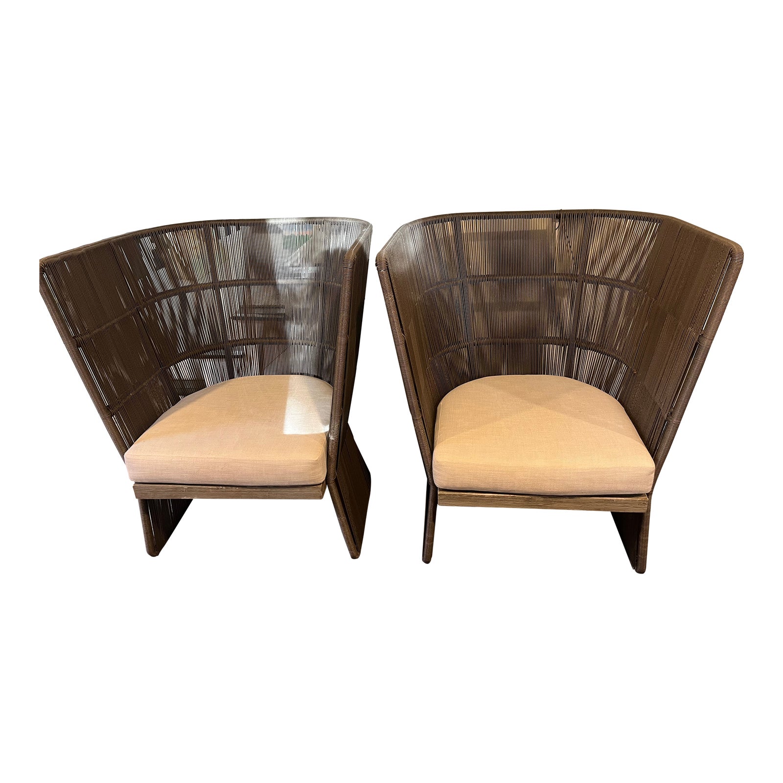 Restoration Hardware Havana Fan Dining Chairs With Seat Cushion Set
