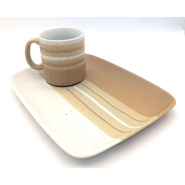 1970s 1970s Otagiri Stoneware Breakfast and Snack Set for 2, 4 Pieces For Sale - Image 5 of 13