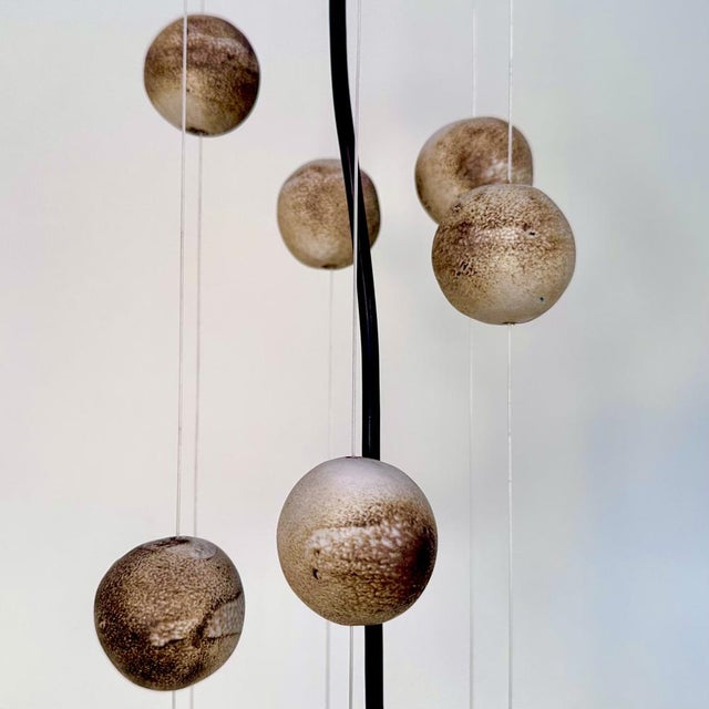 Brutalist Large Brutalist Studio Ceramic Art Hanging Lamp with Cascading Ceramic Spheres from Bücking-Börnsen, Germany, 1960s For Sale - Image 3 of 18