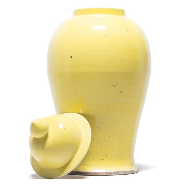 Ceramic Citron Yellow Chinese Baluster Jar For Sale - Image 7 of 8