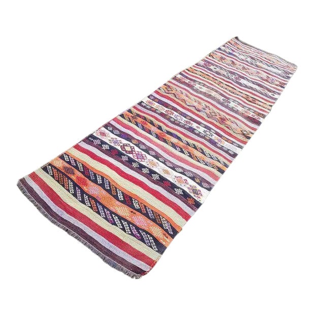 1970s Vintage Woven Turkish Kilim Runner - 2′7″ × 9′8″ For Sale