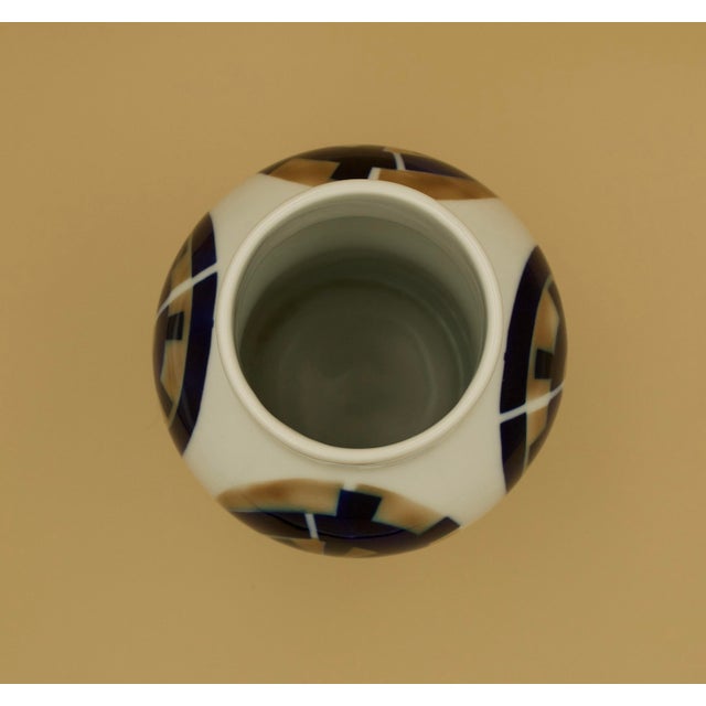 Mid 20th Century Sargadelos O Castro Sculptural Geometric Vase, Cobalt Blue Porcelain, Mid-Century, Spain For Sale - Image 5 of 7