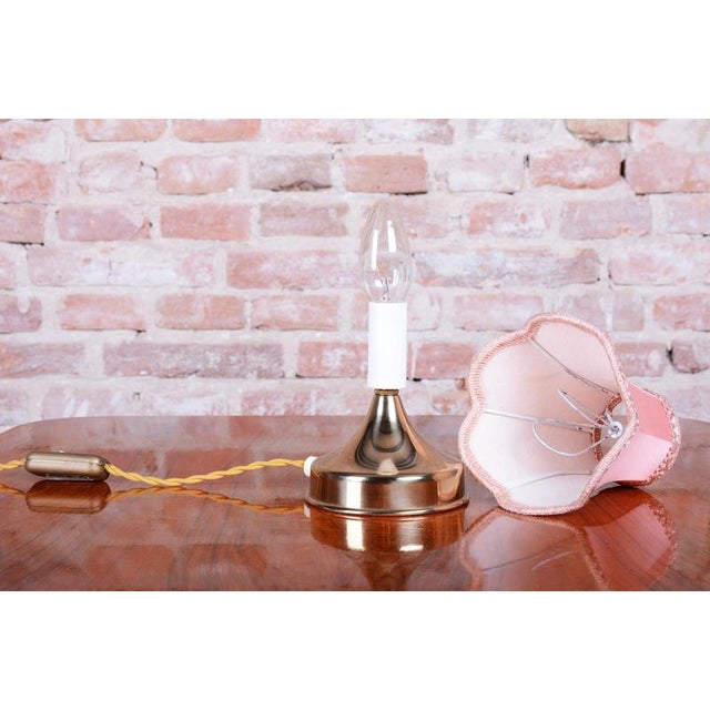 Gold Mid-Century Table Lamp in Brass andTextile Lampshade, Czech, 1960s For Sale - Image 8 of 11