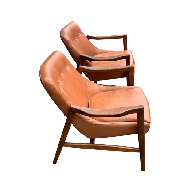 Mid-Century Modern Leather Mid-Century Style Lounge Chairs - a Pair For Sale - Image 3 of 5