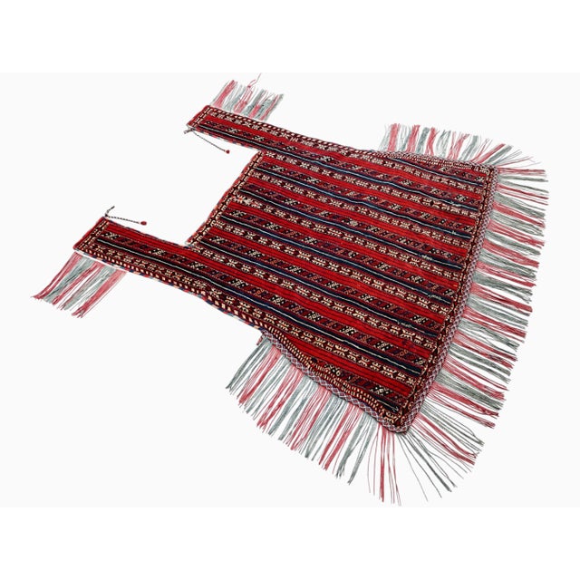 Red Vintage Turkmen Handwoven Horse Cover Blanket, 1920s For Sale - Image 8 of 18