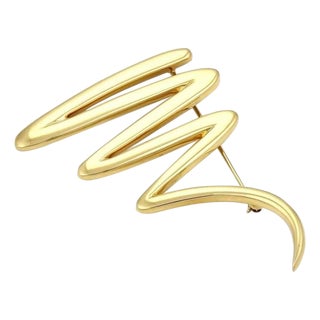 Tiffany & Co. Picasso Large Zig Zag 18k Yellow Gold Scribble Pin/Brooch, 31 Gm For Sale