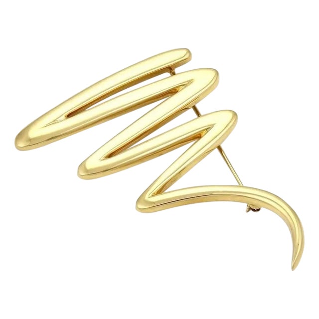 Tiffany & Co. Picasso Large Zig Zag 18k Yellow Gold Scribble Pin/Brooch, 31 Gm For Sale