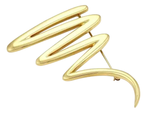 Tiffany & Co. Picasso Large Zig Zag 18k Yellow Gold Scribble Pin/Brooch, 31 Gm