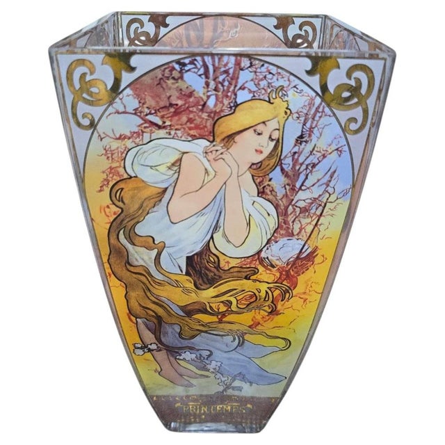Vintage Art Nouveau Vase in Glass, 1950 For Sale - Image 14 of 14