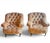 We are pleased to present a pair of tufted club chairs with a soft paisley fabric. These are in the style of George Smith...