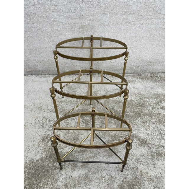 Vintage Nesting Table in Bronze with Brass and Onyx, 1970s For Sale - Image 6 of 8