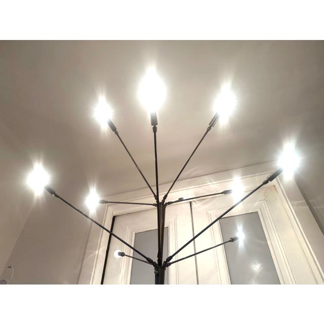 Metal 1950s Sputnik Floor Lamp With Marble Base Mid-Century Modern Italian Stilnovo Flos For Sale - Image 7 of 9