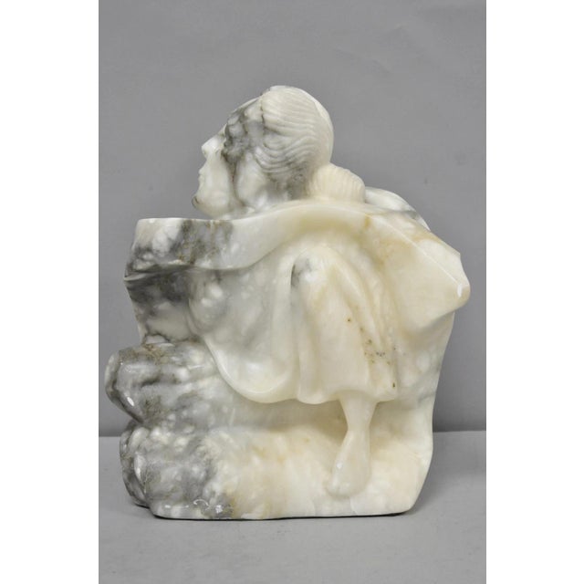 Vintage Seymour Shuren Modern Carved Alabaster Native American Figure Sculpture For Sale - Image 17 of 17