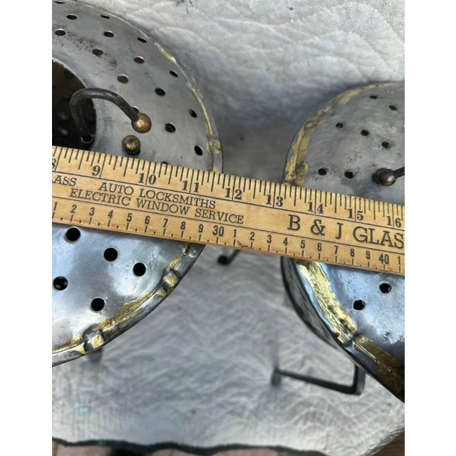 Metal Vintage Industrial Candle Holders and Stands - a Pair For Sale - Image 7 of 11