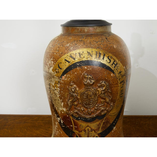 Brown Pair of 1880s English Stoneware with Coat of Arms Made into Wired Table Lamps For Sale - Image 8 of 8