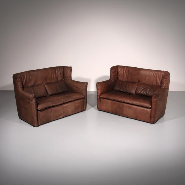 Patinated Leather Sofa by Gerard van Den Berg for Montis, Netherlands, 1970s, Set of 2 For Sale - Image 15 of 15