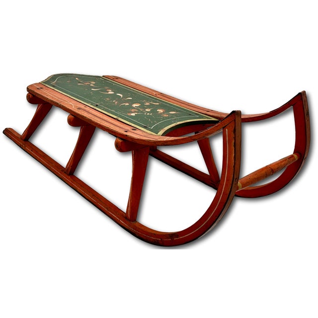 Outstanding Antique American Victorian Childs Snow Sled With Beautiful Original Hand Painted Features - Circa 1870s For Sale - Image 12 of 18