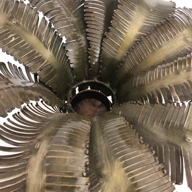 Boho Chic Vintage Pierced Metal Palm Tree Candle Holder For Sale - Image 3 of 9