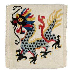 Galerie Shabab Collection Mid-20th Century Handmade Chinese Art Deco Pictorial Dragon Throw Rug