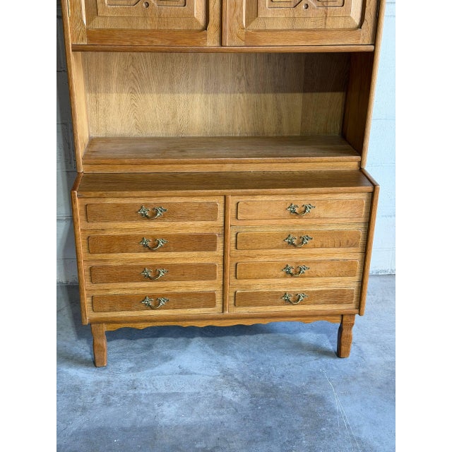 Mid 20th Century Vintage Danish Oak Hutch Cabinet in Style of Henning Mid Century Storage Display Cabinet For Sale - Image 5 of 8