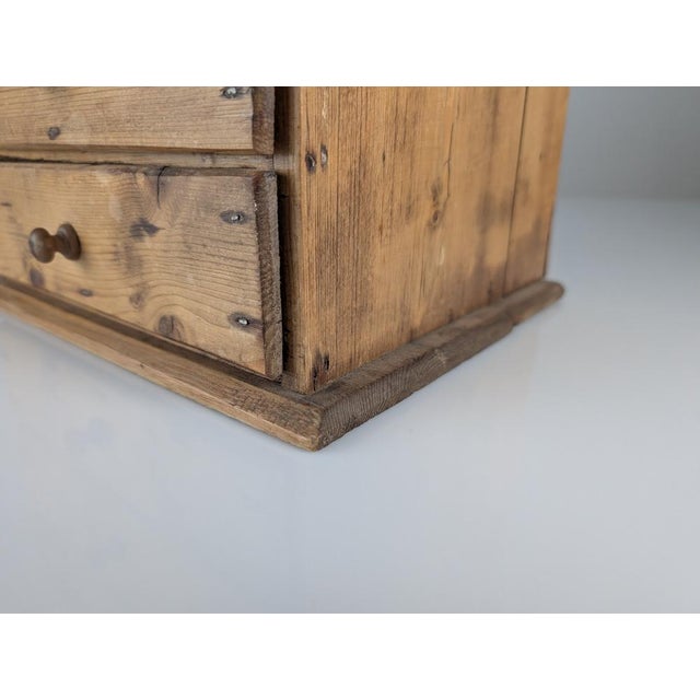 1940s Small Rustic Primitive Natural Pine Apothecary Chest, 1940s For Sale - Image 5 of 16