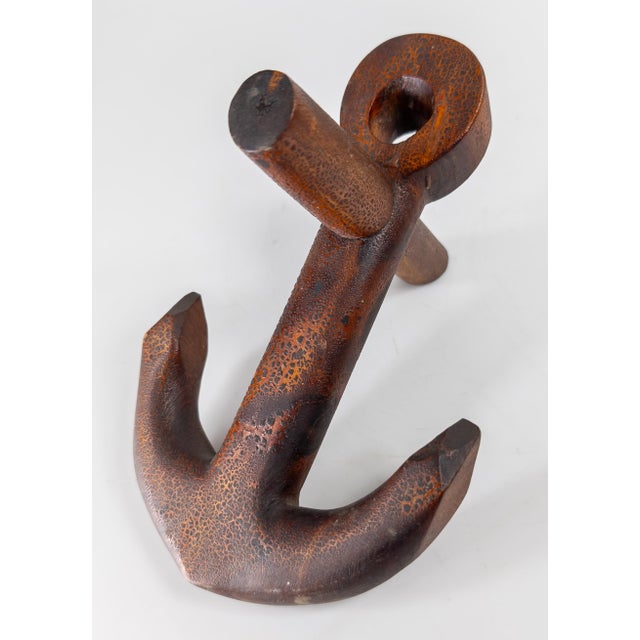Early 20th Century 20th Century Tramp Folk Art Carved Wood Anchor For Sale - Image 5 of 8