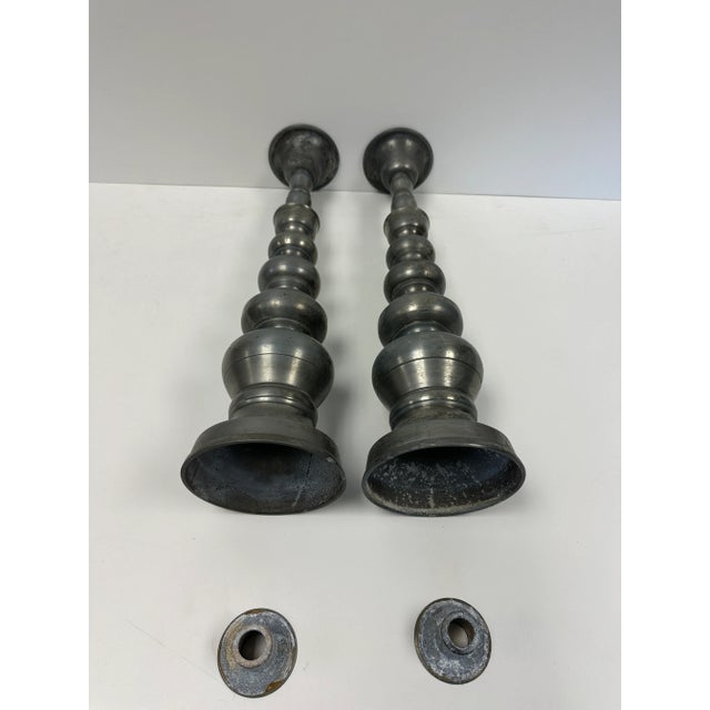 Pair of Vintage Metal Candlesticks For Sale - Image 9 of 11