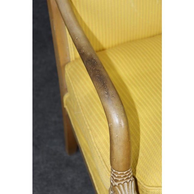 Textile Pair of Regency Style Carved Dolphin Head Armchairs For Sale - Image 7 of 13