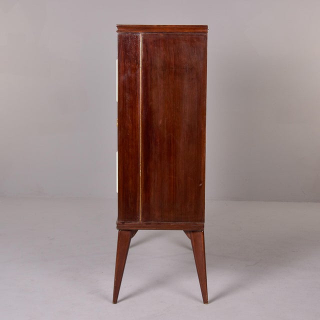 Auburn Tall Mid Century Italian Bar Cabinet With Yellow Glass Panels and Mirrored Interior For Sale - Image 8 of 12