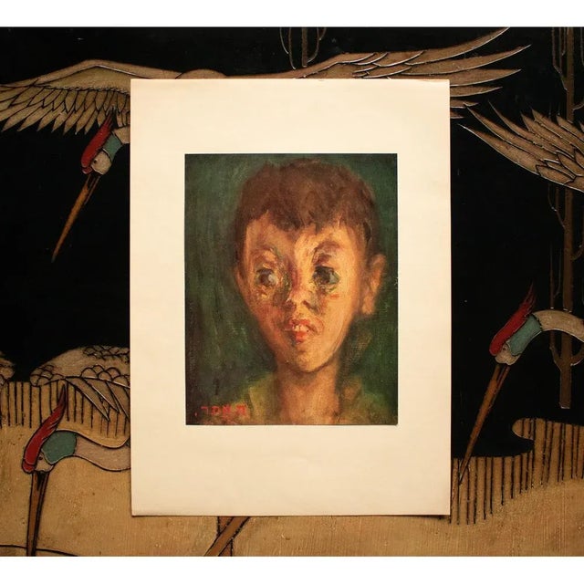 Portraiture 1953 After Hayyim Athar "Child's Head", Original Period Israel Photogravure For Sale - Image 3 of 8