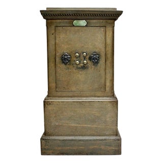 Antique French Stand Up Safe on Oak Base from Petit Jean, 1870 For Sale