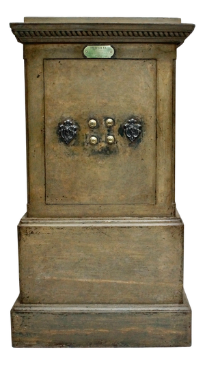 Antique French Stand Up Safe on Oak Base from Petit Jean, 1870