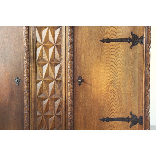 Vintage Baroque Brutalist Danish Oak Cabinet, 1960s For Sale - Image 14 of 18
