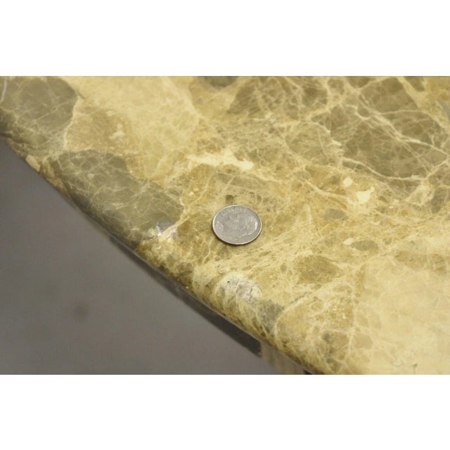 Beige Late 20th Century Hollywood Regency Round Post Modern Pedestal Base Marble Dining Center Table For Sale - Image 8 of 10