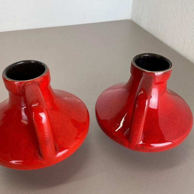 Red-Glaze Fat Lava UFO Vases from Jopeko, Germany, 1970s, Set of 2 For Sale - Image 13 of 18