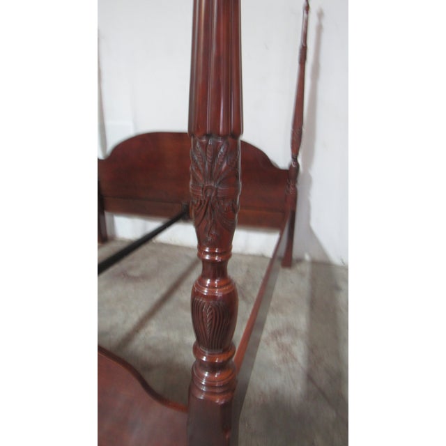 Chippendale 1980s Bassett King Size Poster Bed Carved Cherry Designer For Sale - Image 3 of 8