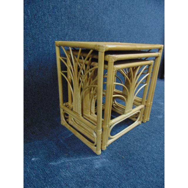 Mid-Century Modern Mid Century Modern Bamboo Nest of 3 Tables For Sale - Image 3 of 8