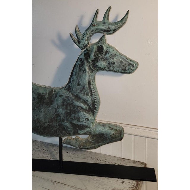 Copper 20th Century Full Body Copper Deer Weather Vane Mounted For Sale - Image 8 of 9