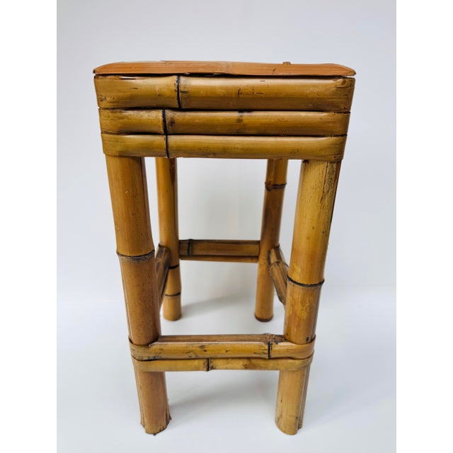 Contemporary Vintage Bamboo Plant Stand Side Table Boho 20" For Sale - Image 3 of 11