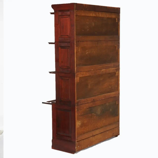 Auburn Antique Arts & Crafts Mahogany Barrister Bookcase with Raised Panels, Circa 1910 For Sale - Image 8 of 12