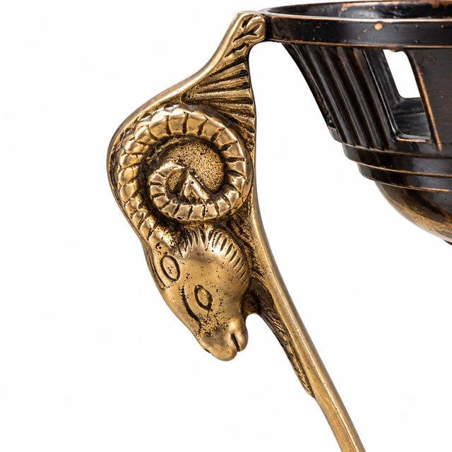 Mid 20th Century Vintage Neoclassical Ram Head Pedestal Incense Burner / Censer For Sale - Image 5 of 7